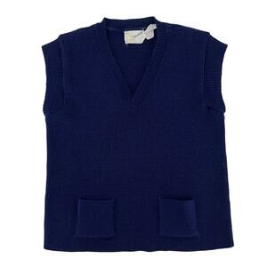 70s navy blue VNeck sleeveless sweater 1970s vintage